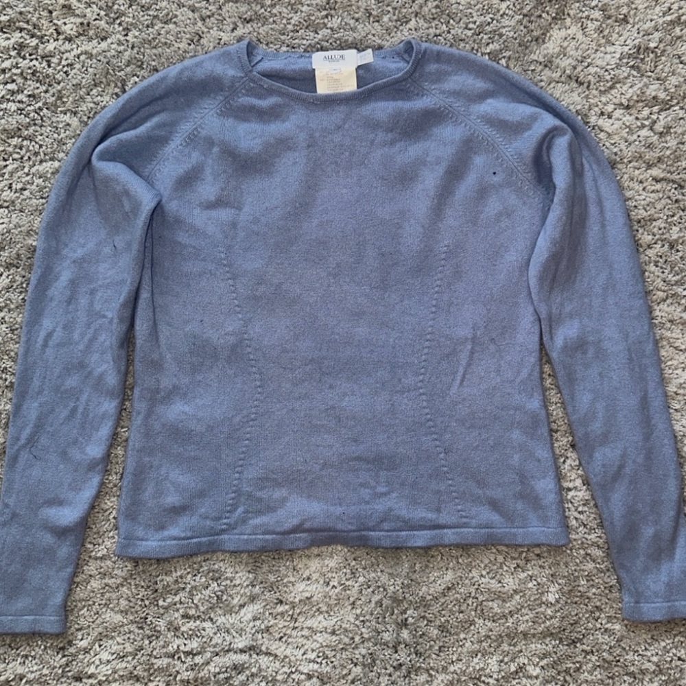 ALLUDE Wool Cashmere Blend Blue Long Sleeve Sweater